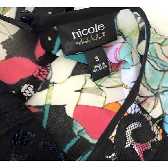 Nicole Miller Women's Sleeveless Tropical Floral Colorful Tunic Blouse S - Picture 5 of 8
